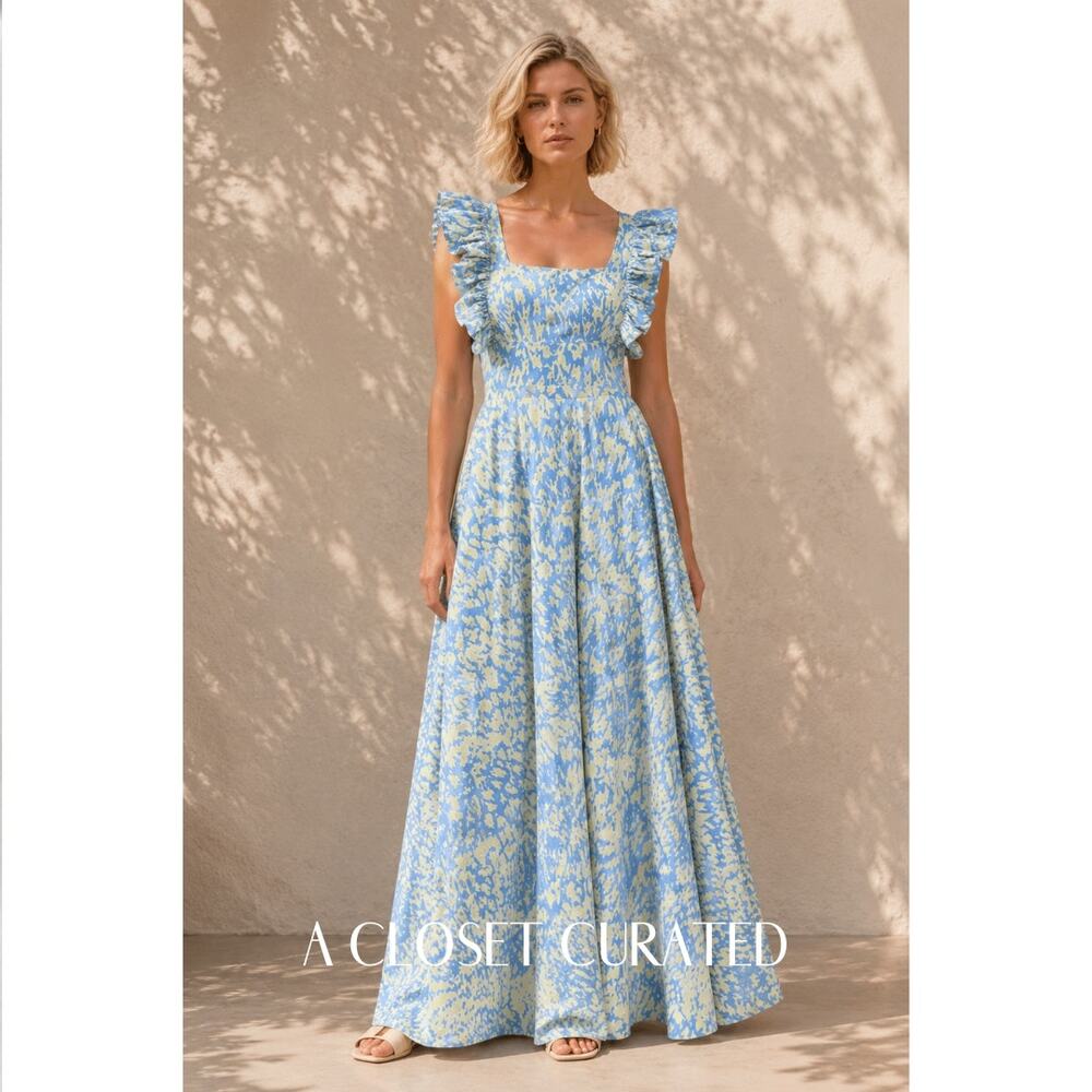 SIKA Efe Maxi Dress 0 Blue Yellow NEW